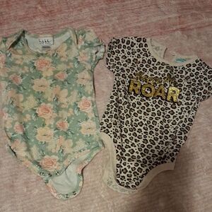 Nicole Miller Floral and Leopard Print Bodysuits